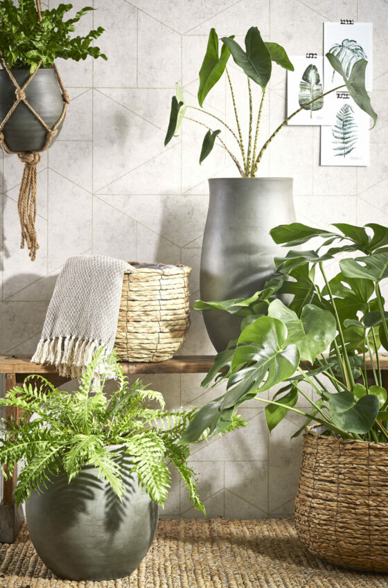 Mica Decorations Avalon Mand voor Planten - Set van 3 - H31 x 30 cm - Zeegras - Lichtbruin
