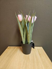 Kunsttulpen - 30CM rose - neptulpen - tulpen - kunsttulp in zwart potje - kunstbloemen - nepbloemen - kunstplant - bloemen - cadeautje - cadeautje vrouw - voorjaar - lente - best verkocht