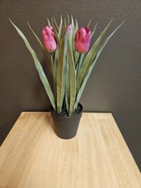 Kunsttulpen - 30CM - neptulpen - tulpen - kunsttulp in zwart potje - kunstbloemen - nepbloemen - kunstplant - bloemen - cadeautje - cadeautje vrouw - voorjaar - lente - best verkocht