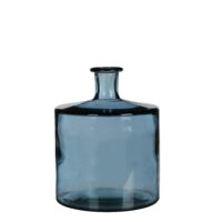Mica Decorations Guan Fles Vaas - H26 x 21 cm - Gerecycled Glas - Blauw