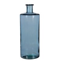 Mica Decorations Guan Fles Vaas - H40 x 15 cm - Gerecycled Glas - Blauw