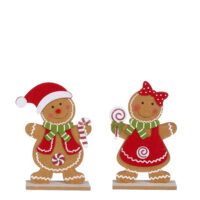 House of Seasons Gingerbread brown kerst peperkoek - l17.5xw5xh25cm set van 2