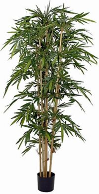 Kunstplant Bamboe Groen - H 210cm - Kunststof pot - Mica Decorations